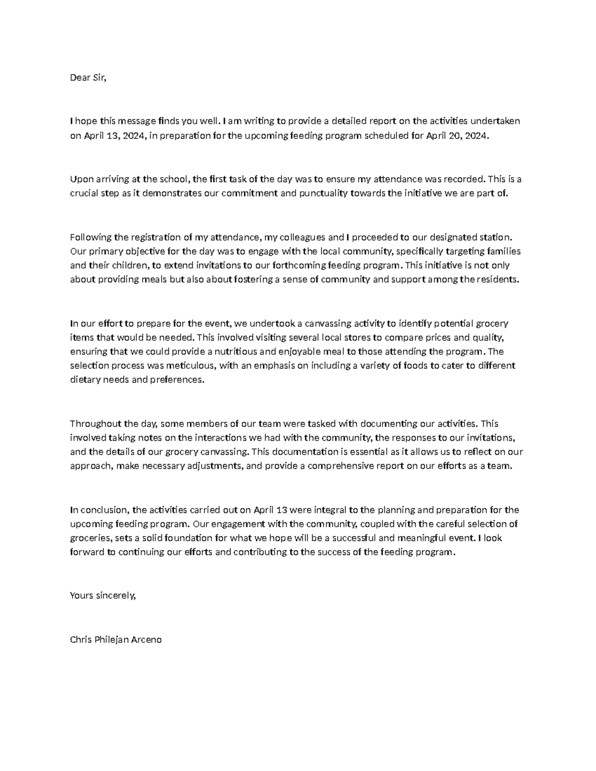Report - With honor - Dear Sir, I hope this message finds you well. I ...