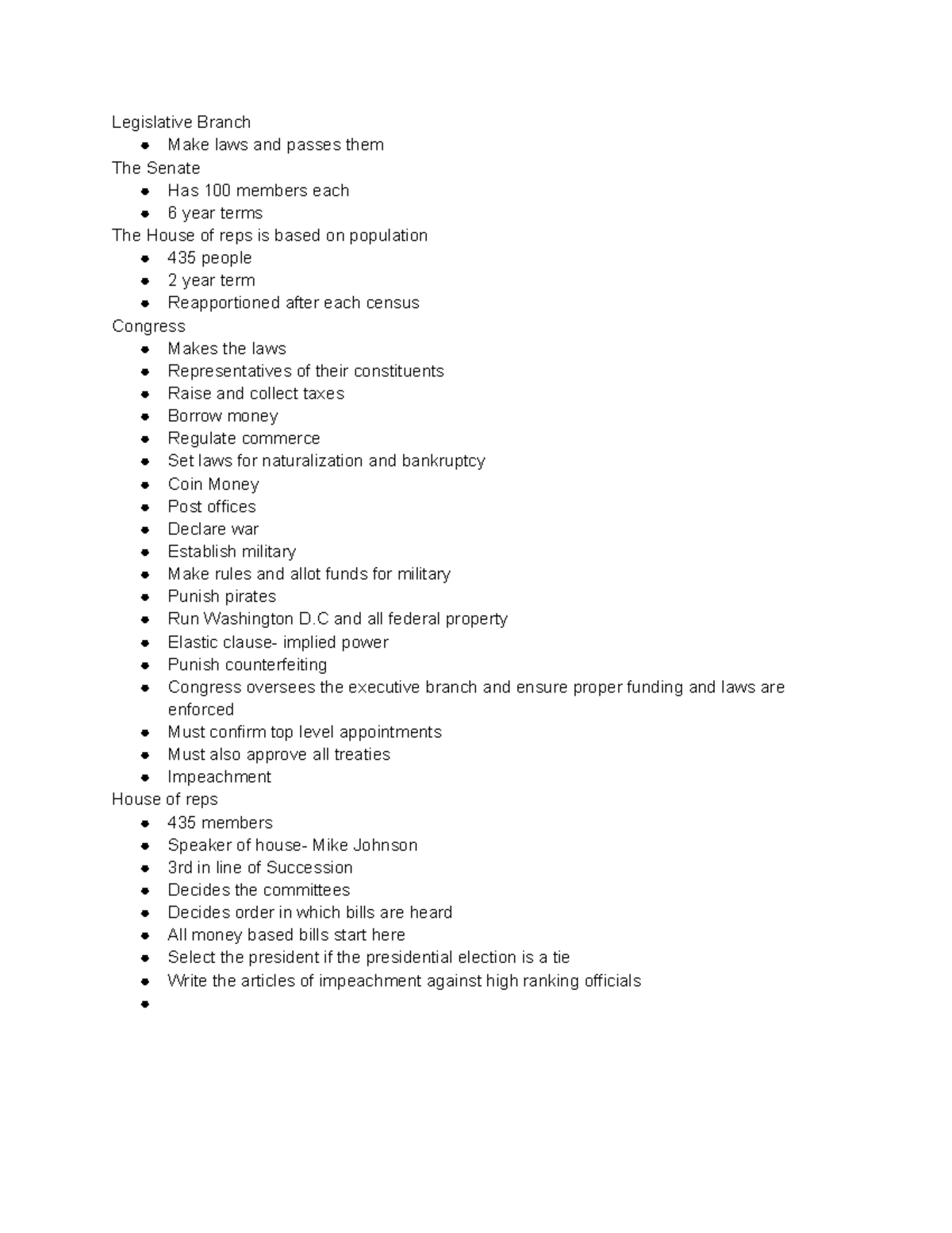 Legislative notes - Legislative Branch Make laws and passes them The ...
