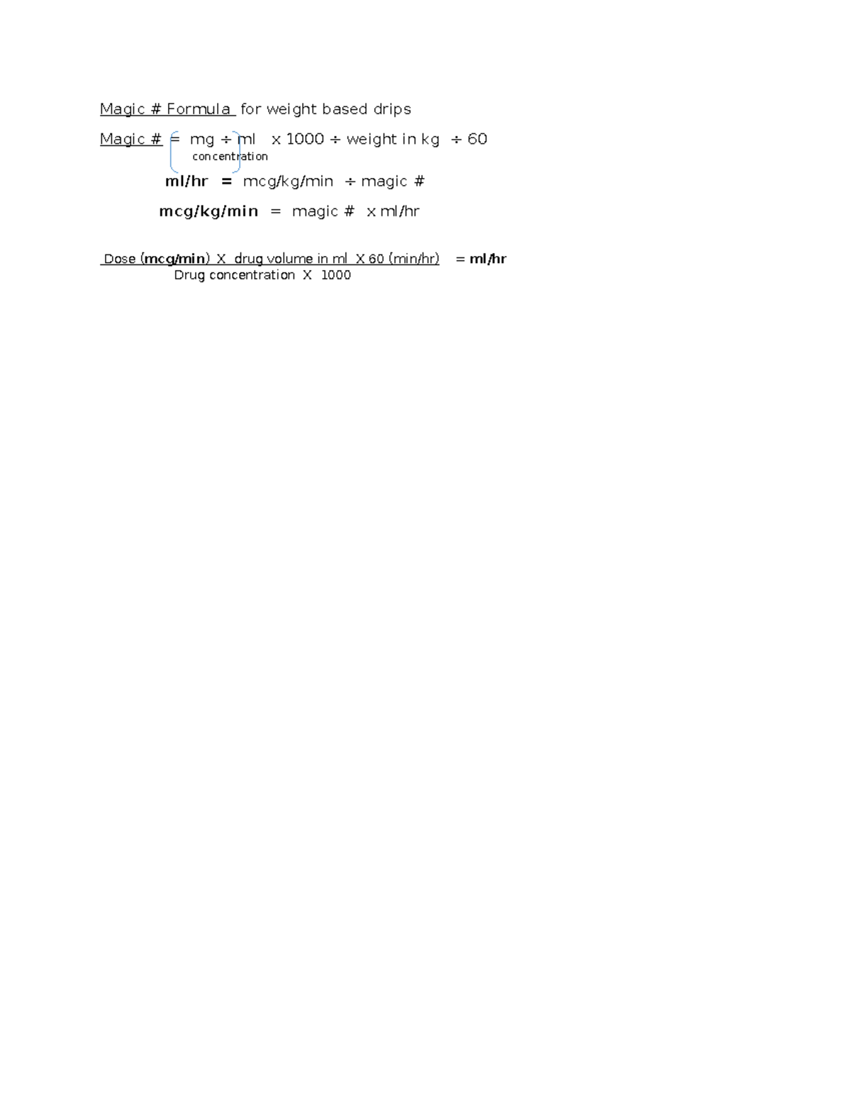 Drip calculations cheats - 1130 - Magic # Formula for weight based ...