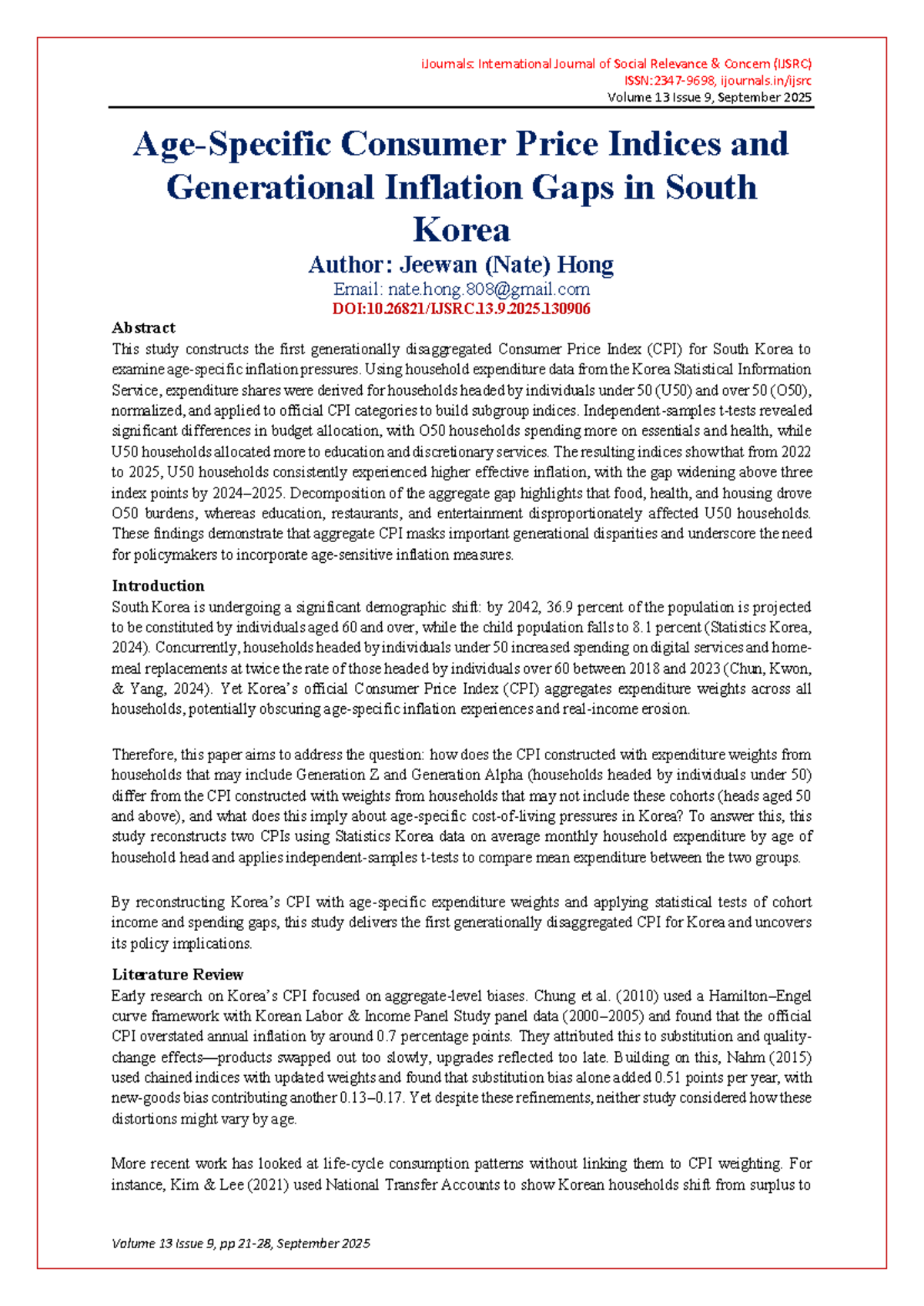 Generational Inflation Gaps in South Korea: Analyzing CPI Disparities ...