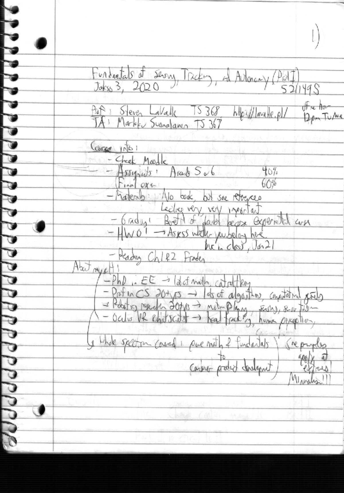 Fundamentals of Autonomy and Tracking - STA 20 Notes - Studocu