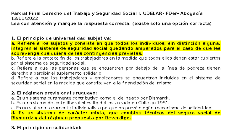 Segundo Parcial Derecho del Trabajo y Seguridad Social I - Studocu