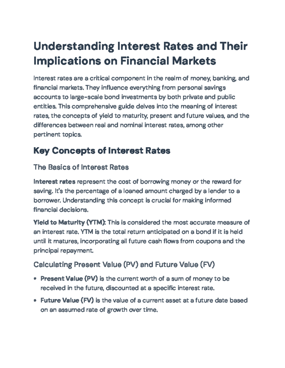 Understanding Interest Rates: Implications for Financial Markets ...