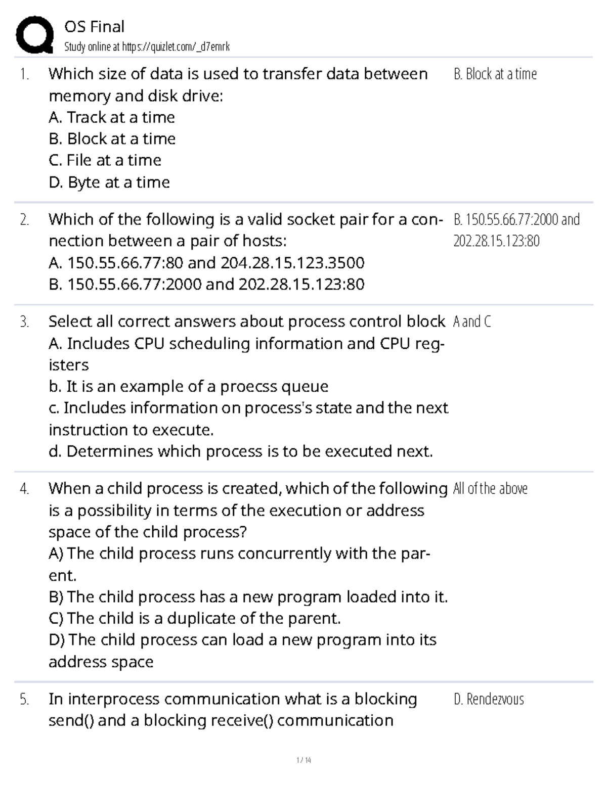 OS 1 Final Study Guide: Key Concepts and Practice Questions - Studocu