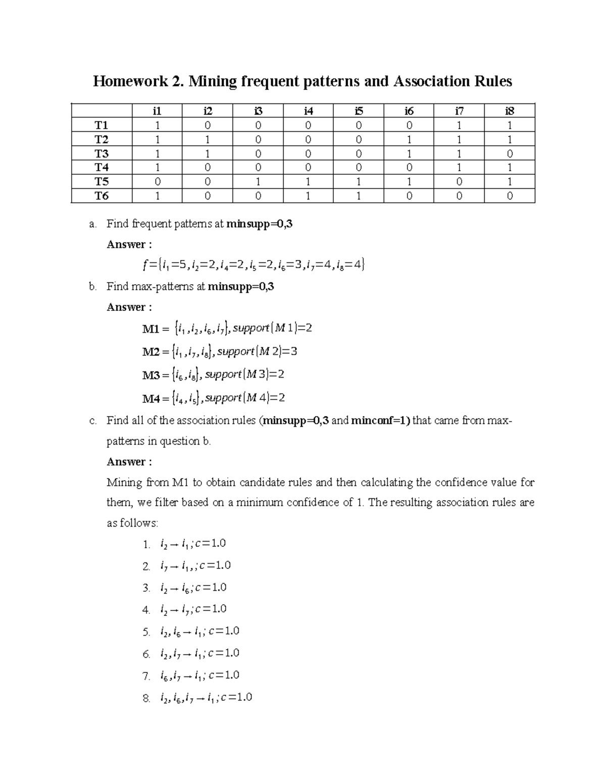 52100177 Homework 02 - Mining Frequent Patterns & Association Rules ...