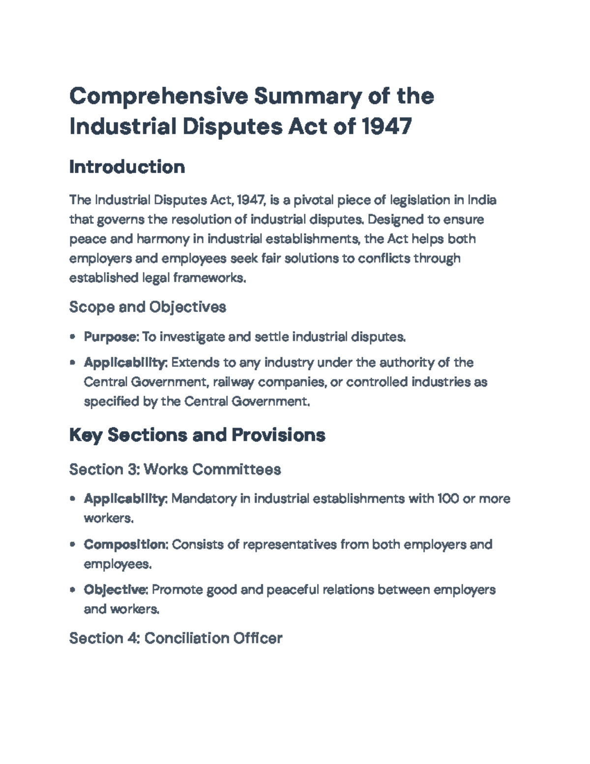 Industrial Disputes Act, 1947: Comprehensive Overview & Analysis ...