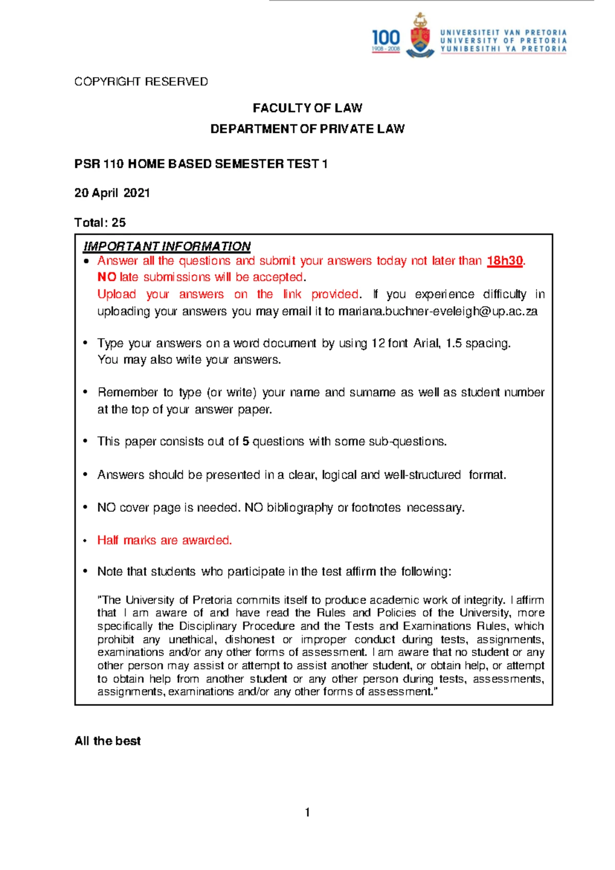 Psr - Chapter 3 Domicile Notes for Semester Test Study Guide - Studocu