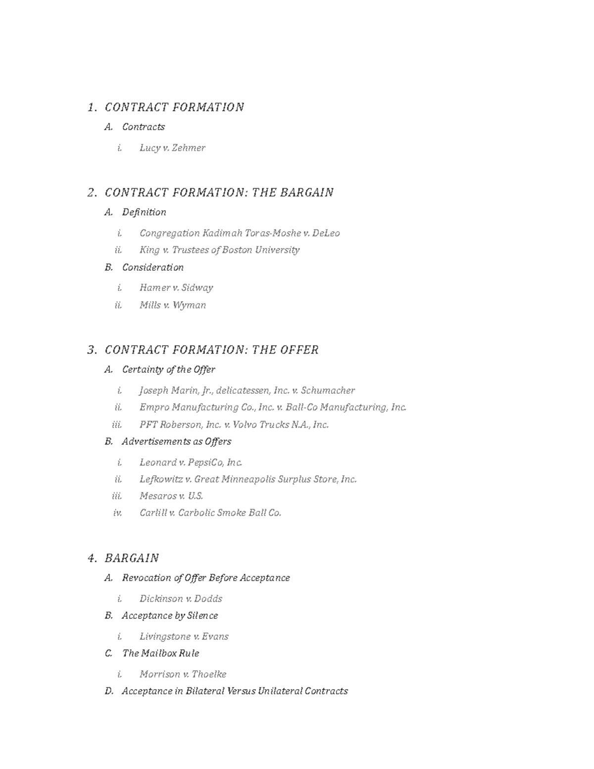 Contracts Law Outline: Key Cases and Principles - Studocu