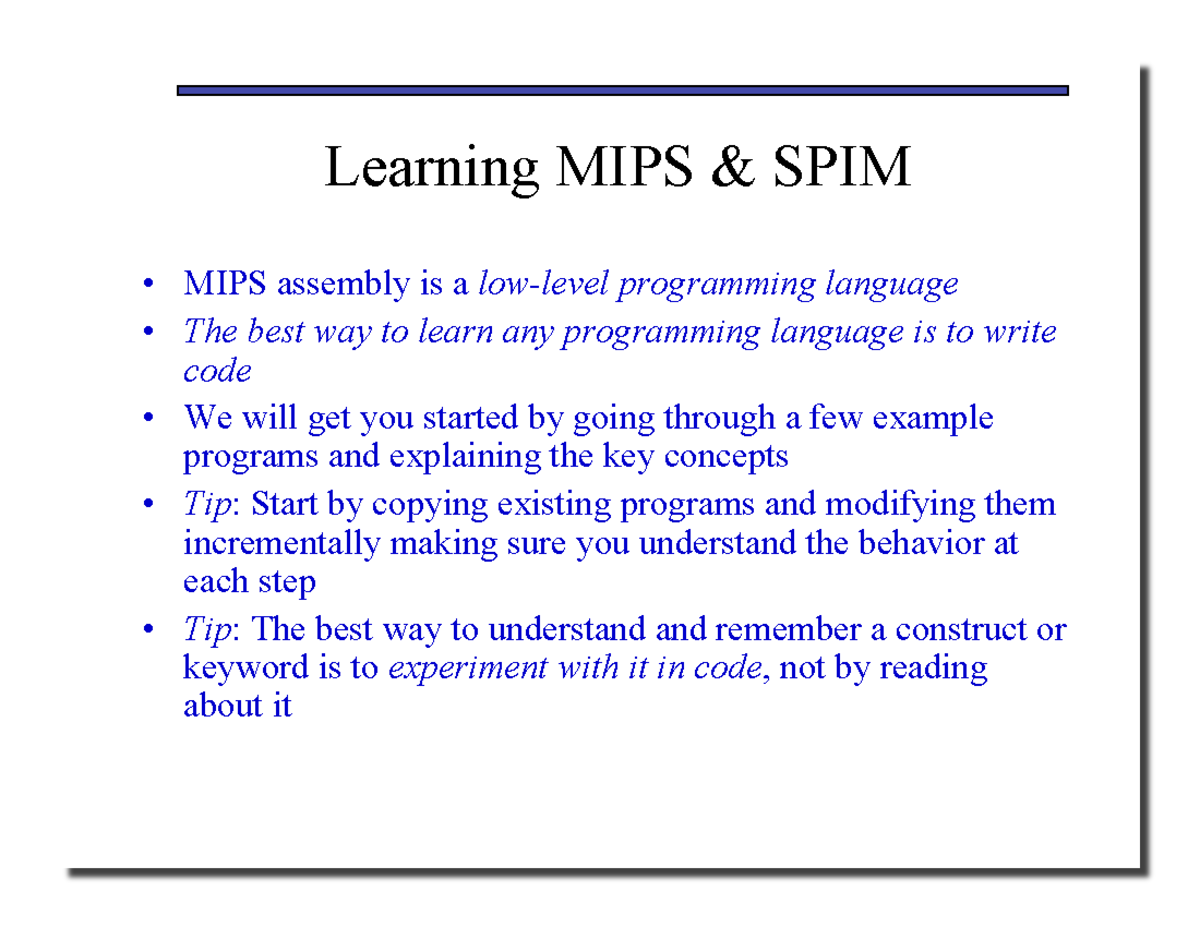 Programa legendado - ASSEMBLY - Learning MIPS & SPIM / MIPS assembly is ...