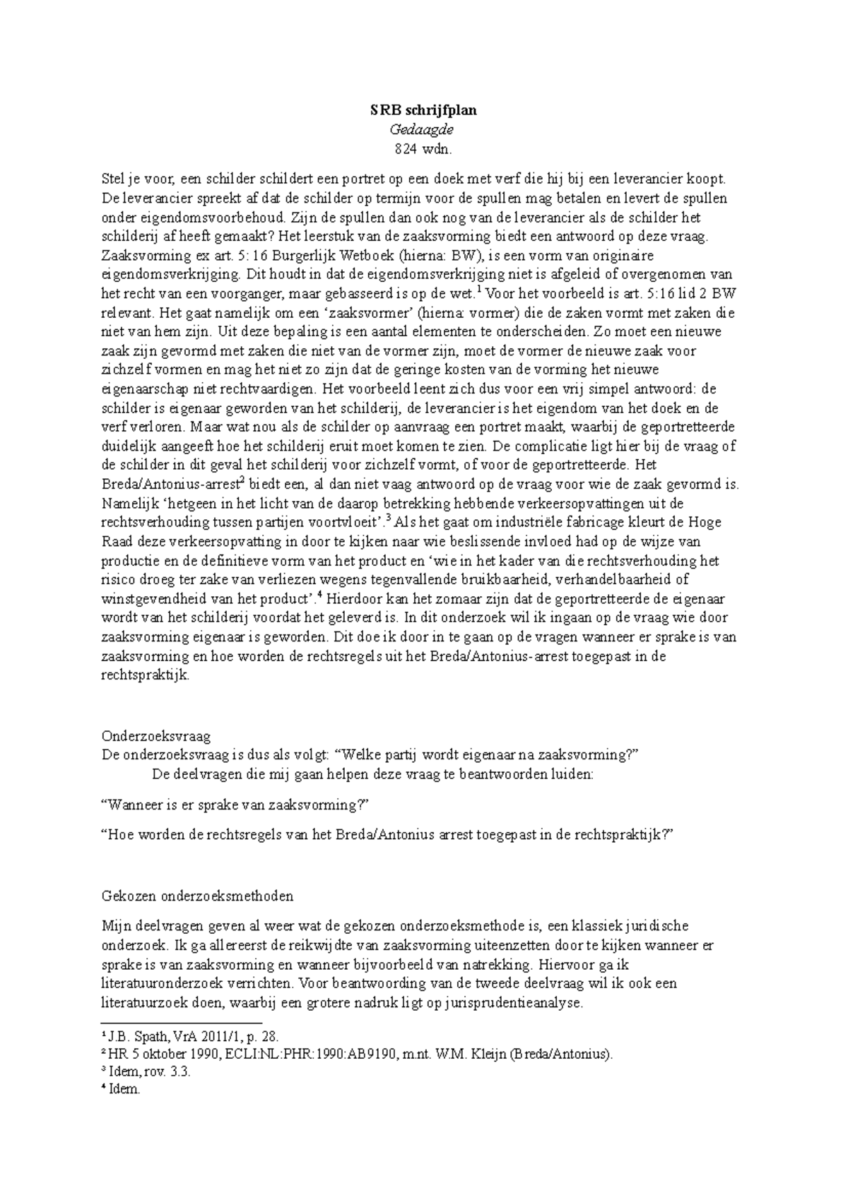 SRB Scriptie: Onderzoek naar Eigendom bij Zaaksvorming en Arrest ...