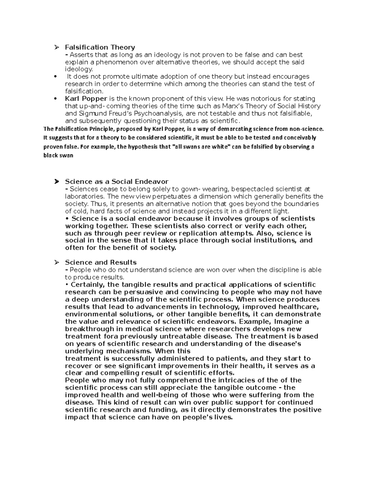 STS - STS Falsification Theory - Falsification Theory - Asserts that as ...