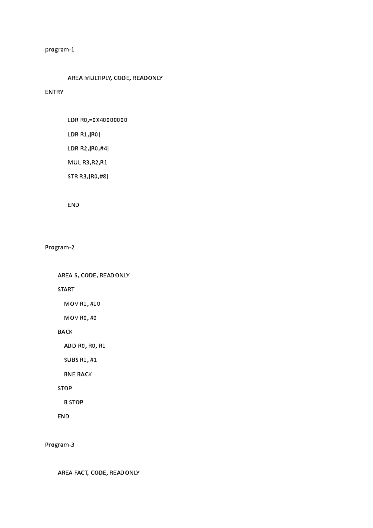 MCES - Assembly Language Code Examples and Operations - Studocu