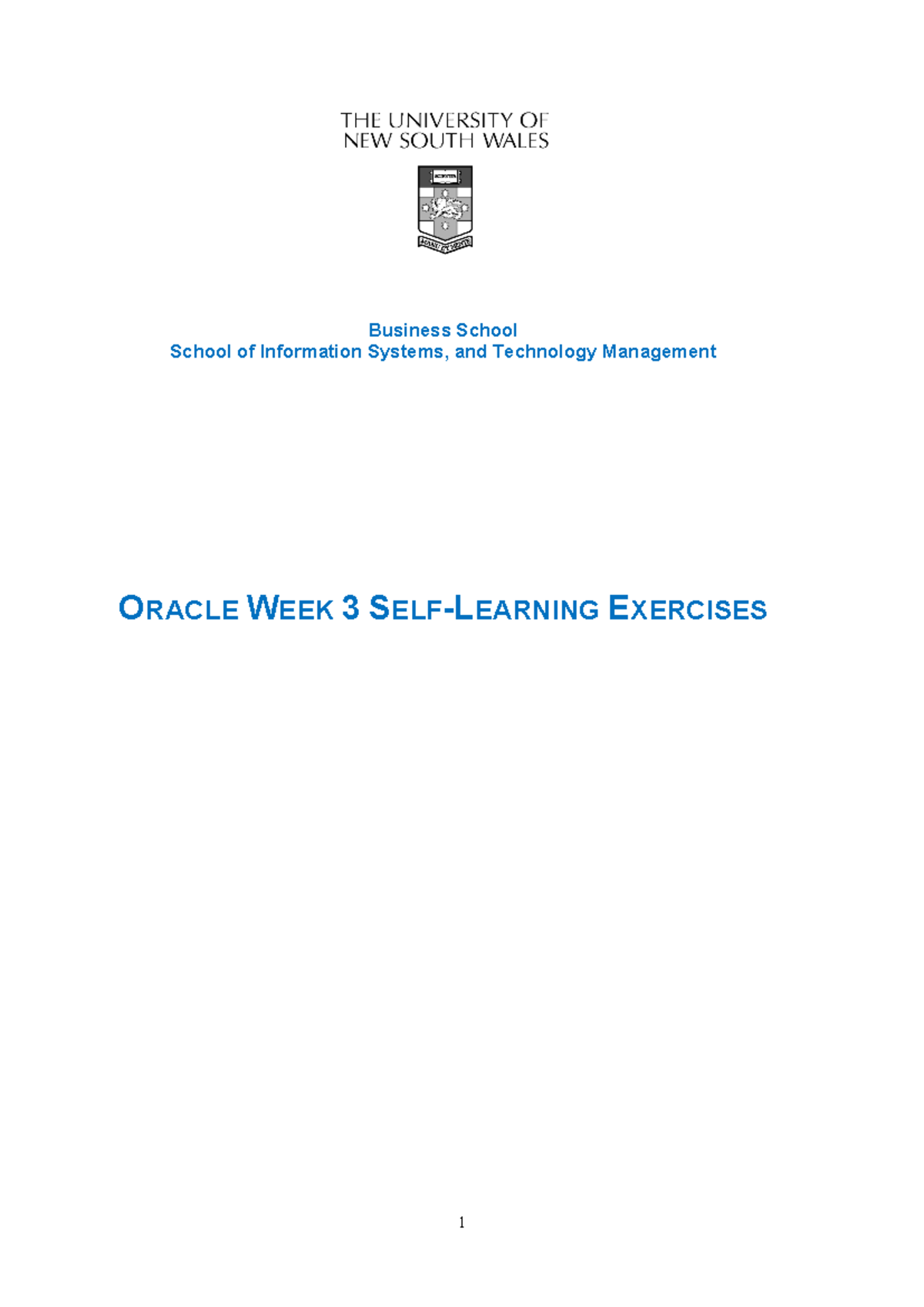 UNSW SISTM Oracle Week 3 SQL Exercises and Solutions - Studocu