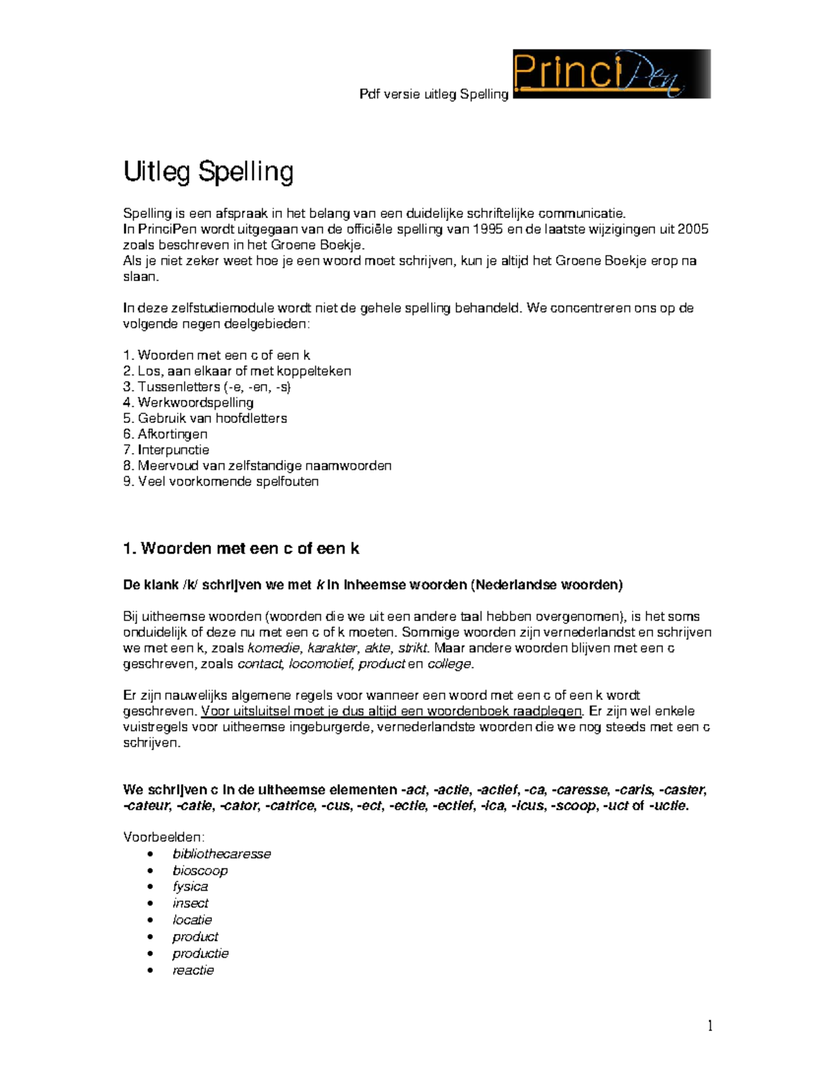 Principen: Inleiding Spelling en Veelvoorkomende Fouten - Studeersnel