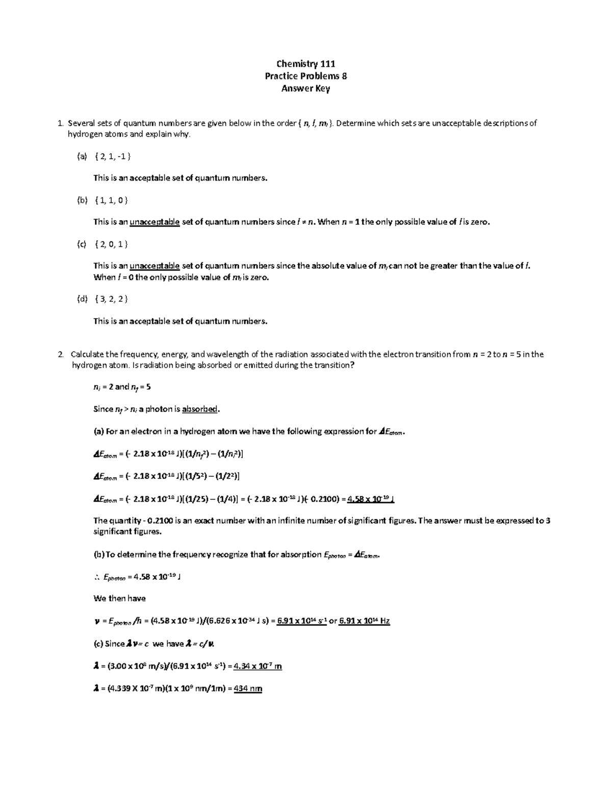 Chemistry 111: Practice Problems 1.8 Answer Key Review - Studocu