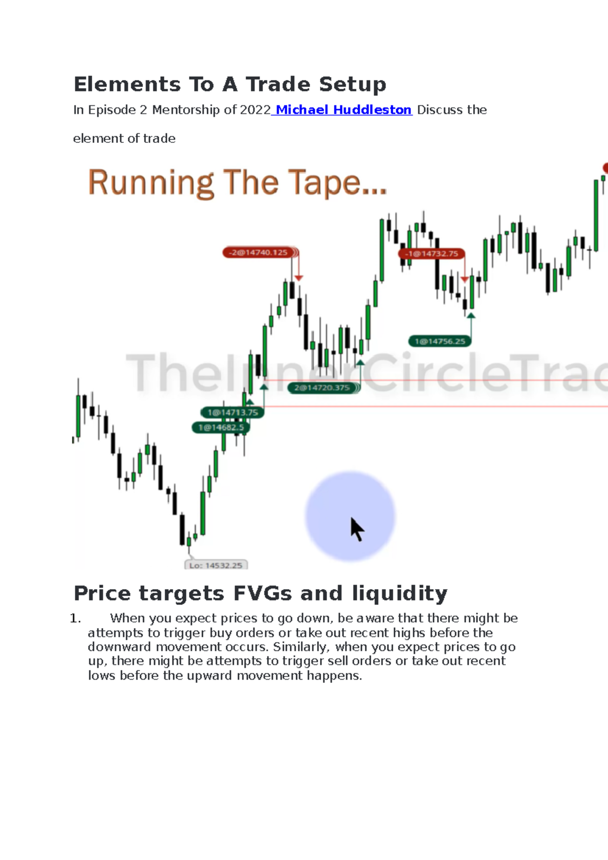 Elements of Effective Trade Setup Analysis in ICT 2022 Program - Studocu