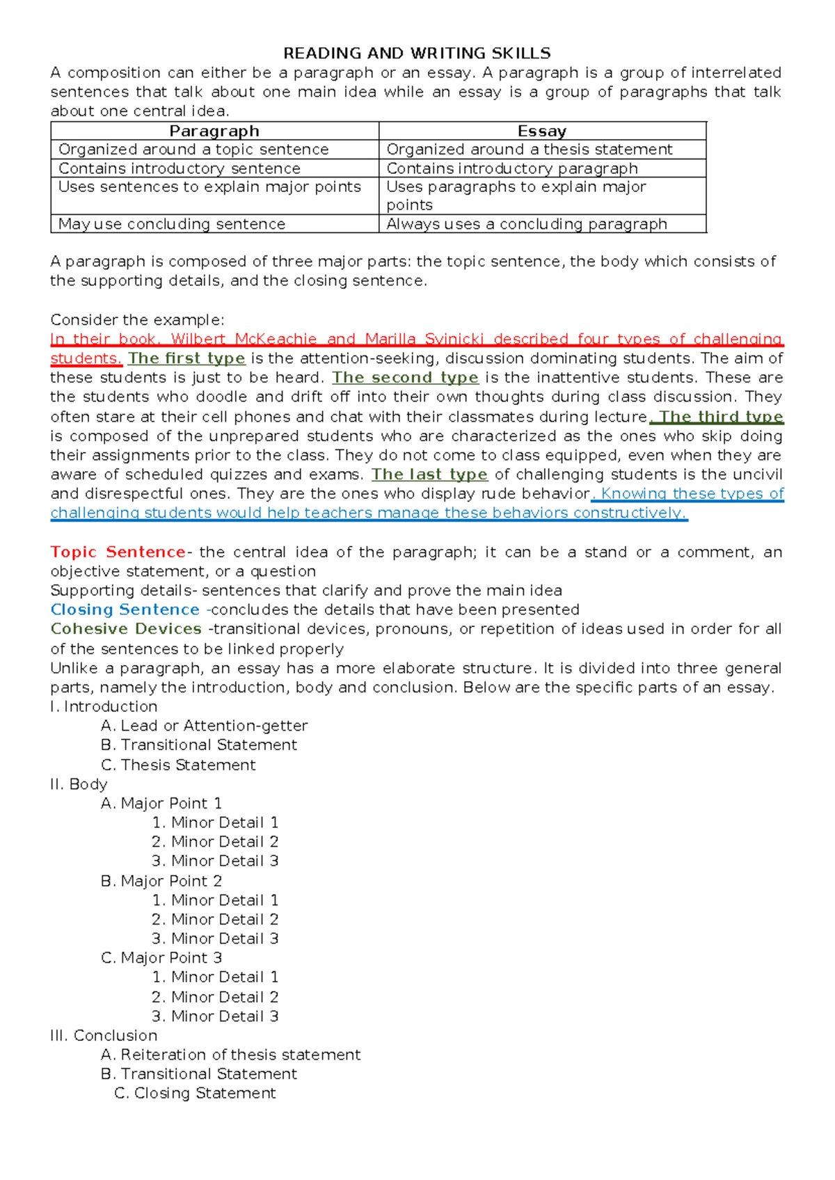 RWS-2-Q3: Descriptive Techniques in Reading and Writing Skills - Studocu