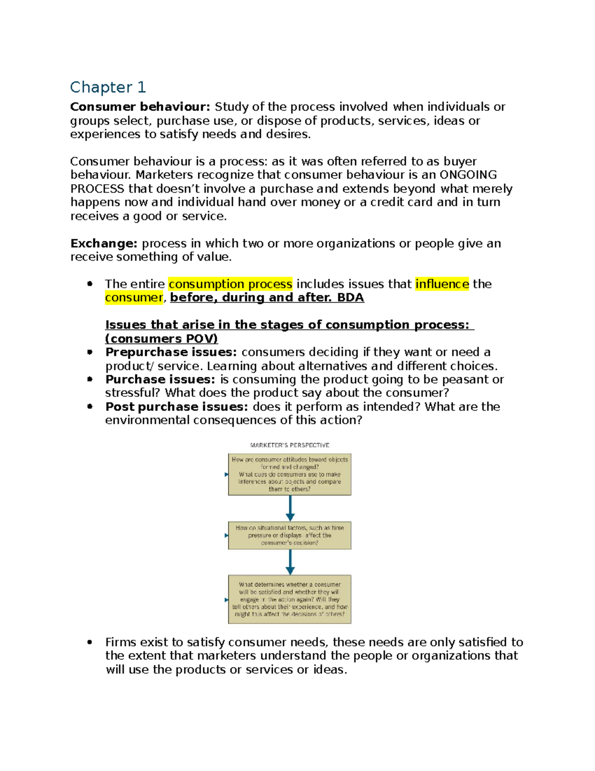 BDA 101: Chapter 1 & 2 Consumer Behaviour Study Notes - Studocu