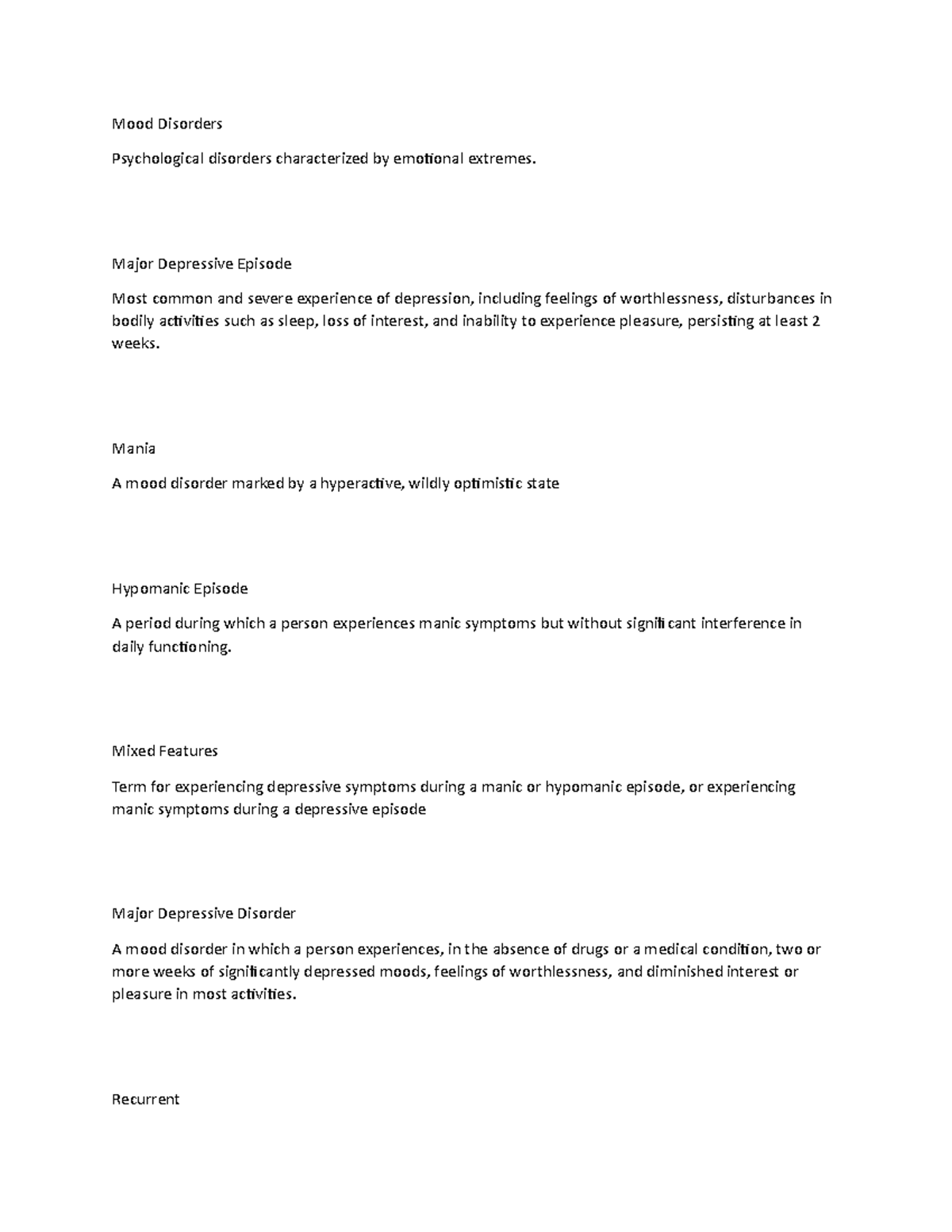 Mood Disorders Insights - Chapter 7 Overview and Concepts - Studocu