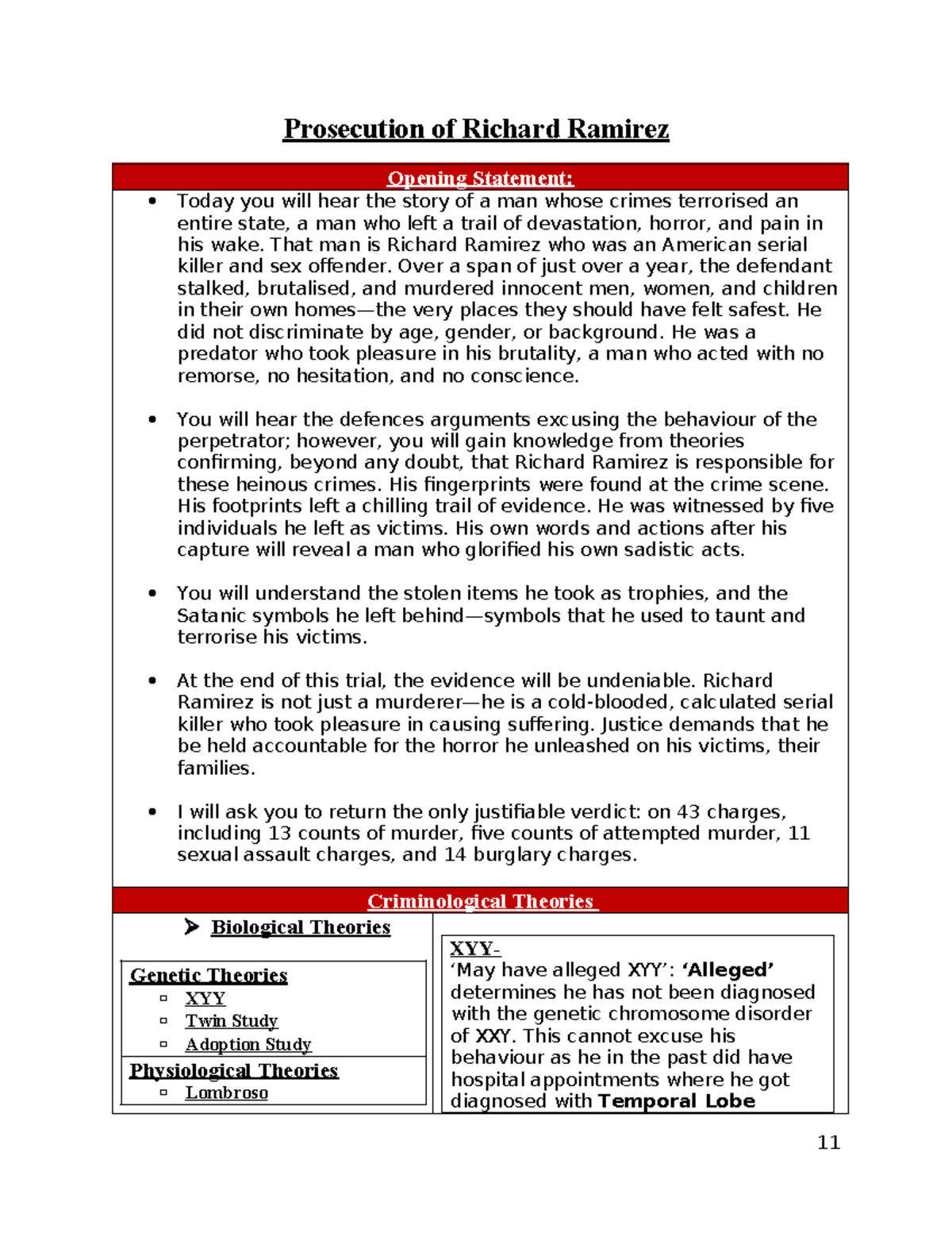 Criminology Case Study: Prosecution of Richard Ramirez (RR) - Studocu