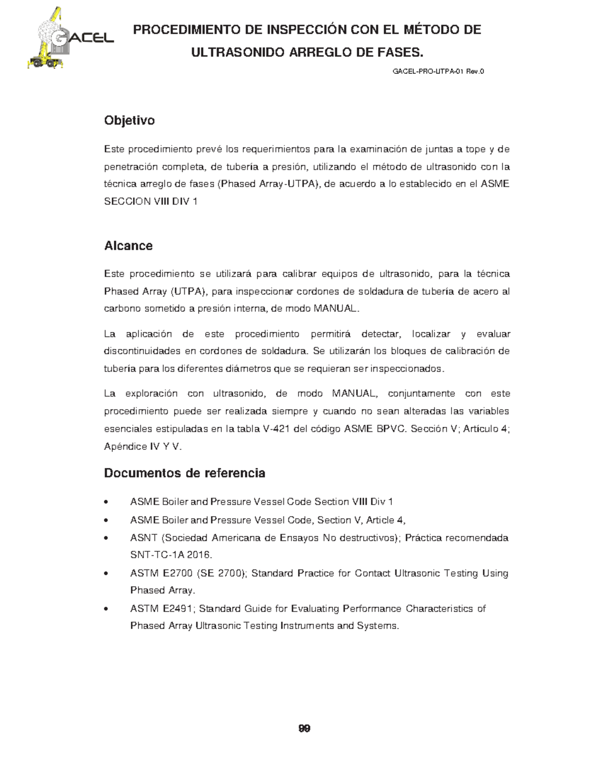 Gacel-PRO-UTPA-01 Rev0: Procedimiento de Inspección Ultrasónica Phased ...