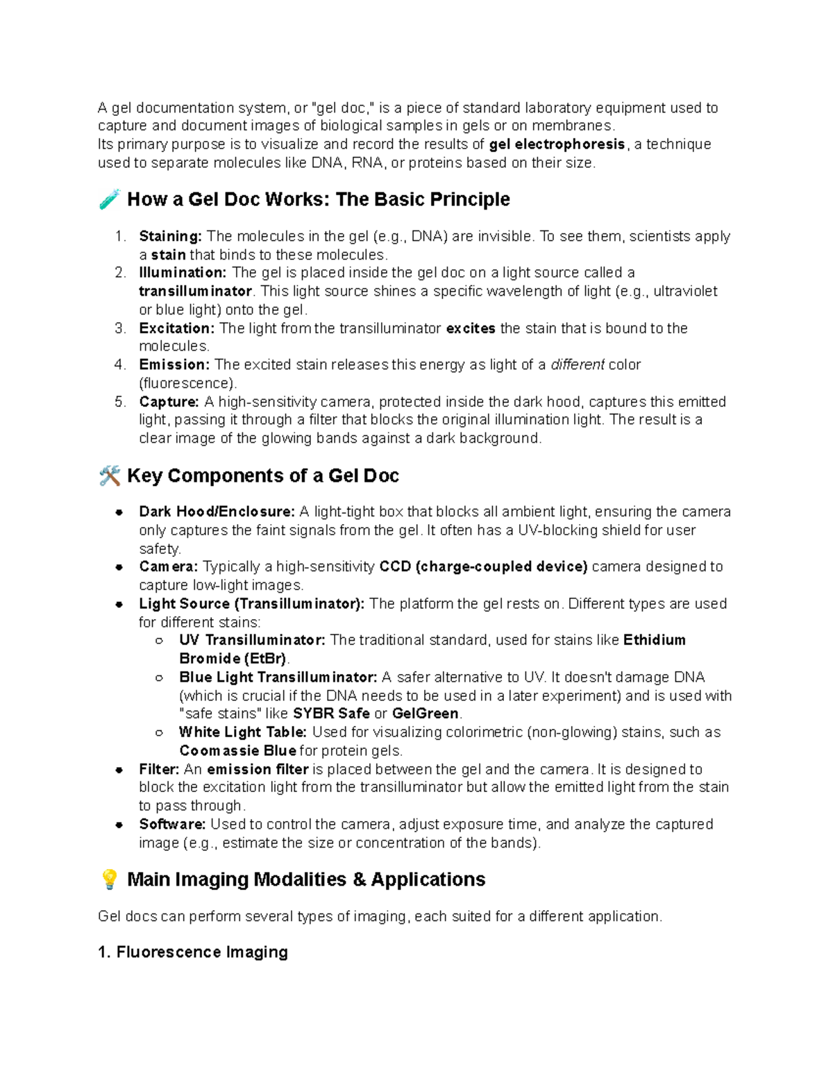 Gel Documentation System: Principles & Key Components Explained - Studocu