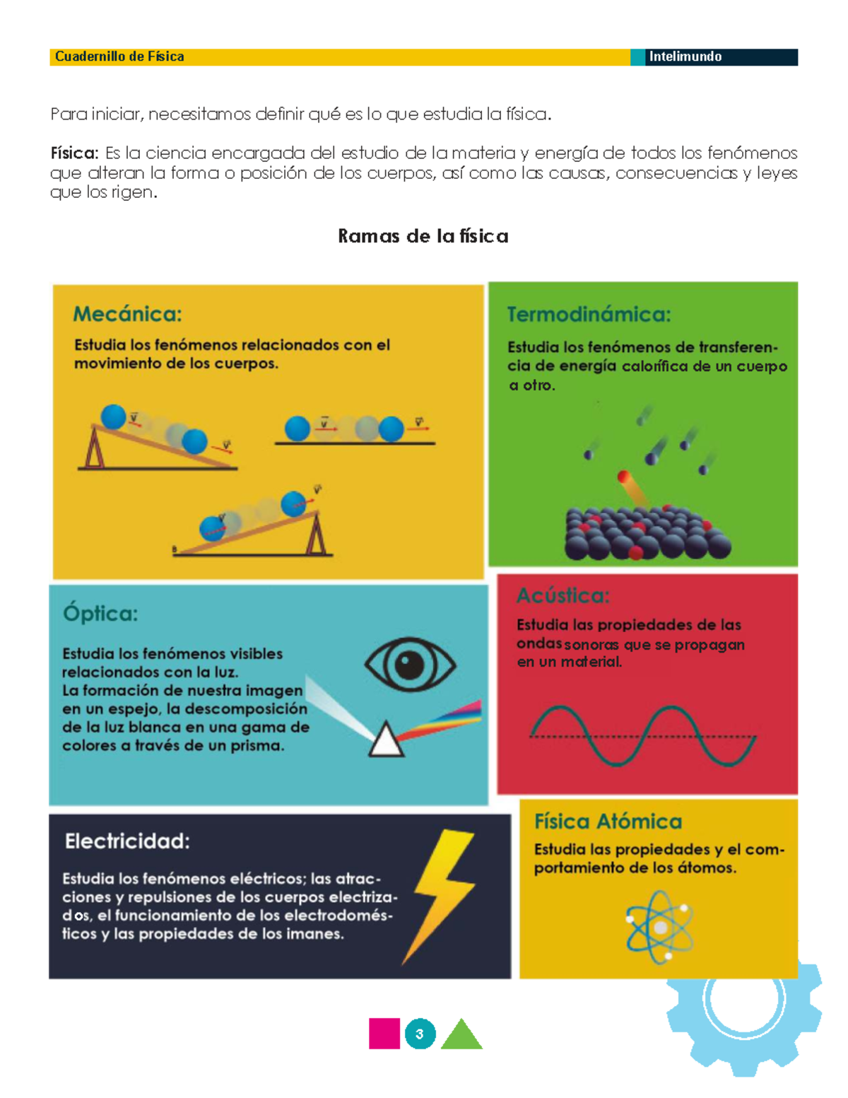 Cuadernillo de Física Intelimundo: Estudio de Materia y Energía - Studocu