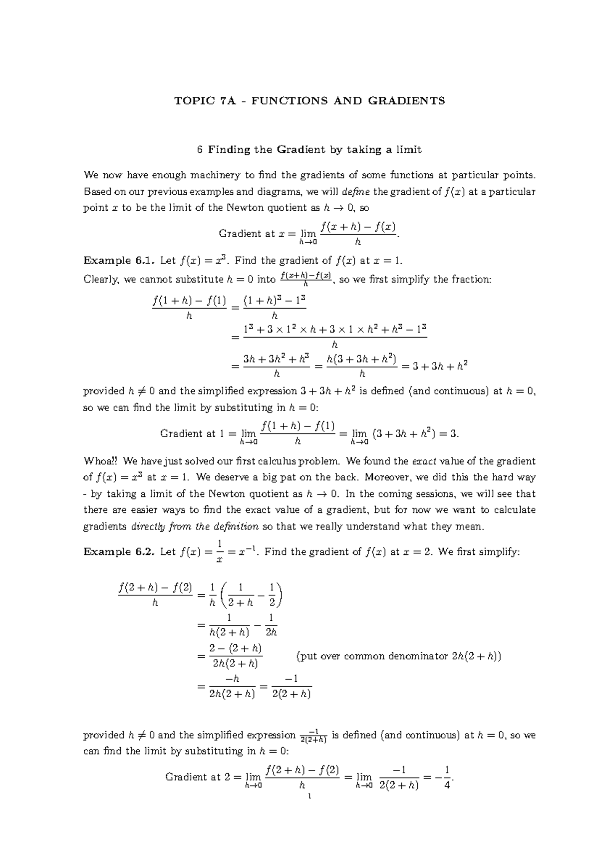 Prac1A Functions and Gradients: Finding Exact Gradients - Studocu