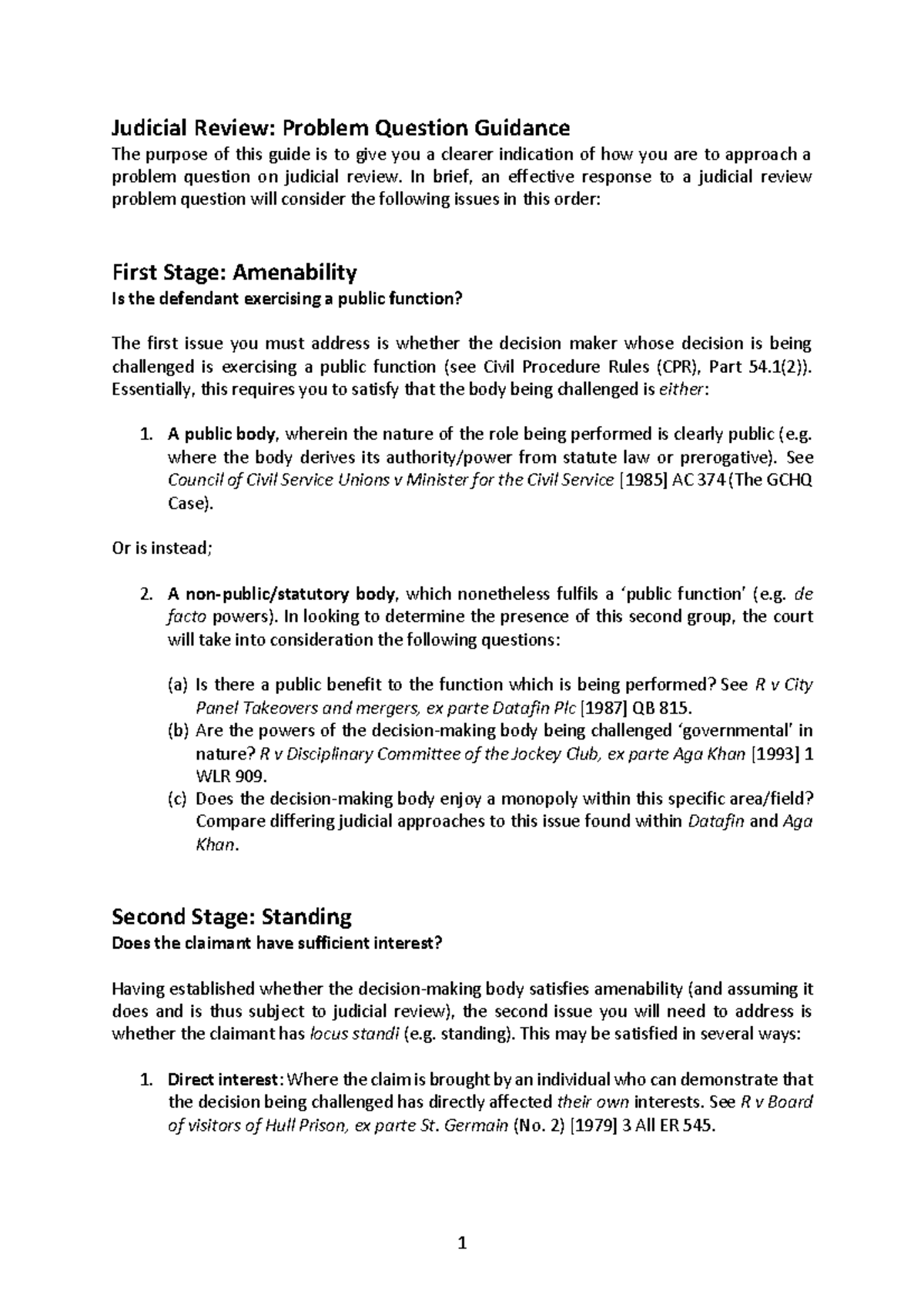 Judicial Review: Problem Questions Guidance for Legal Studies (LAW ...