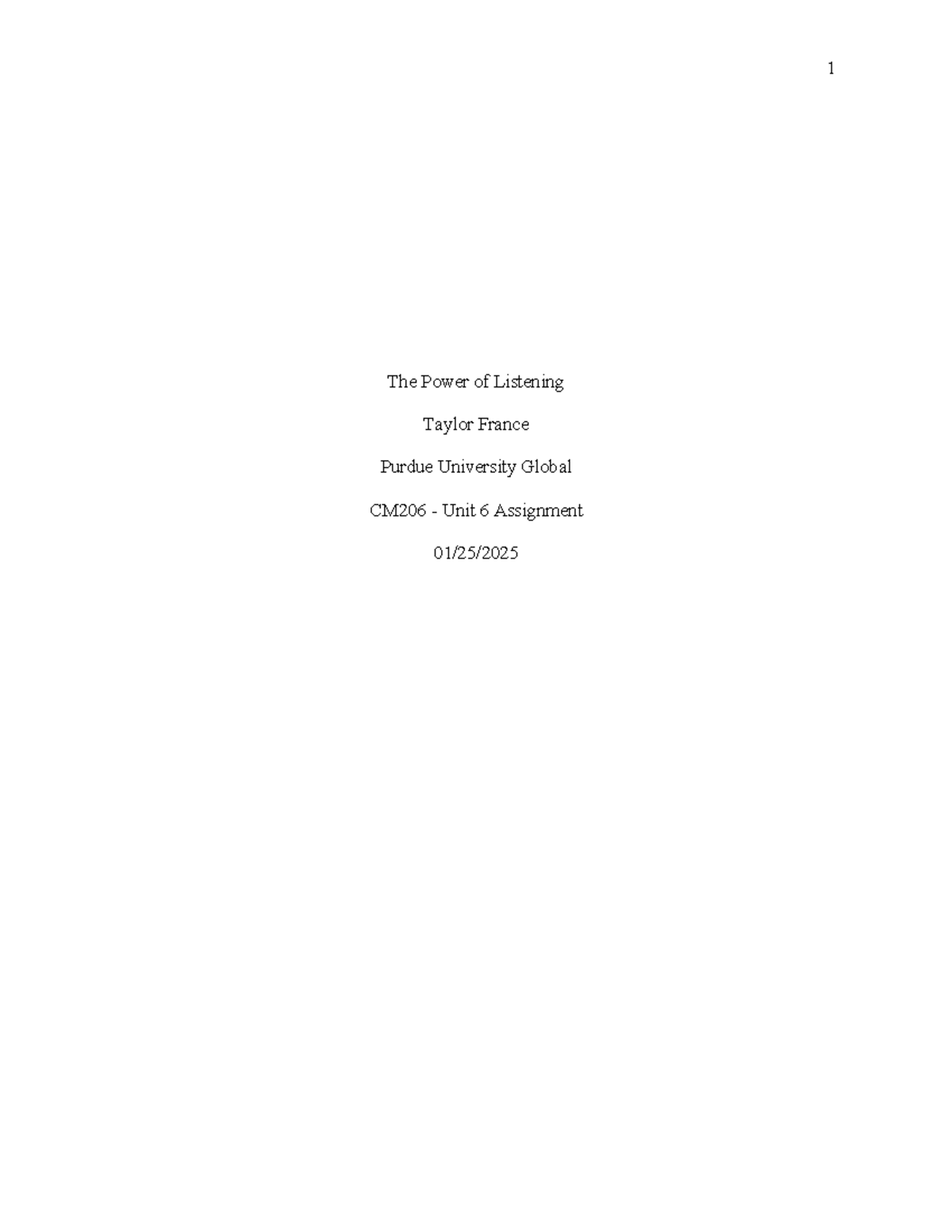 CM206 U6 Assignment: The Importance of Active Listening in ...