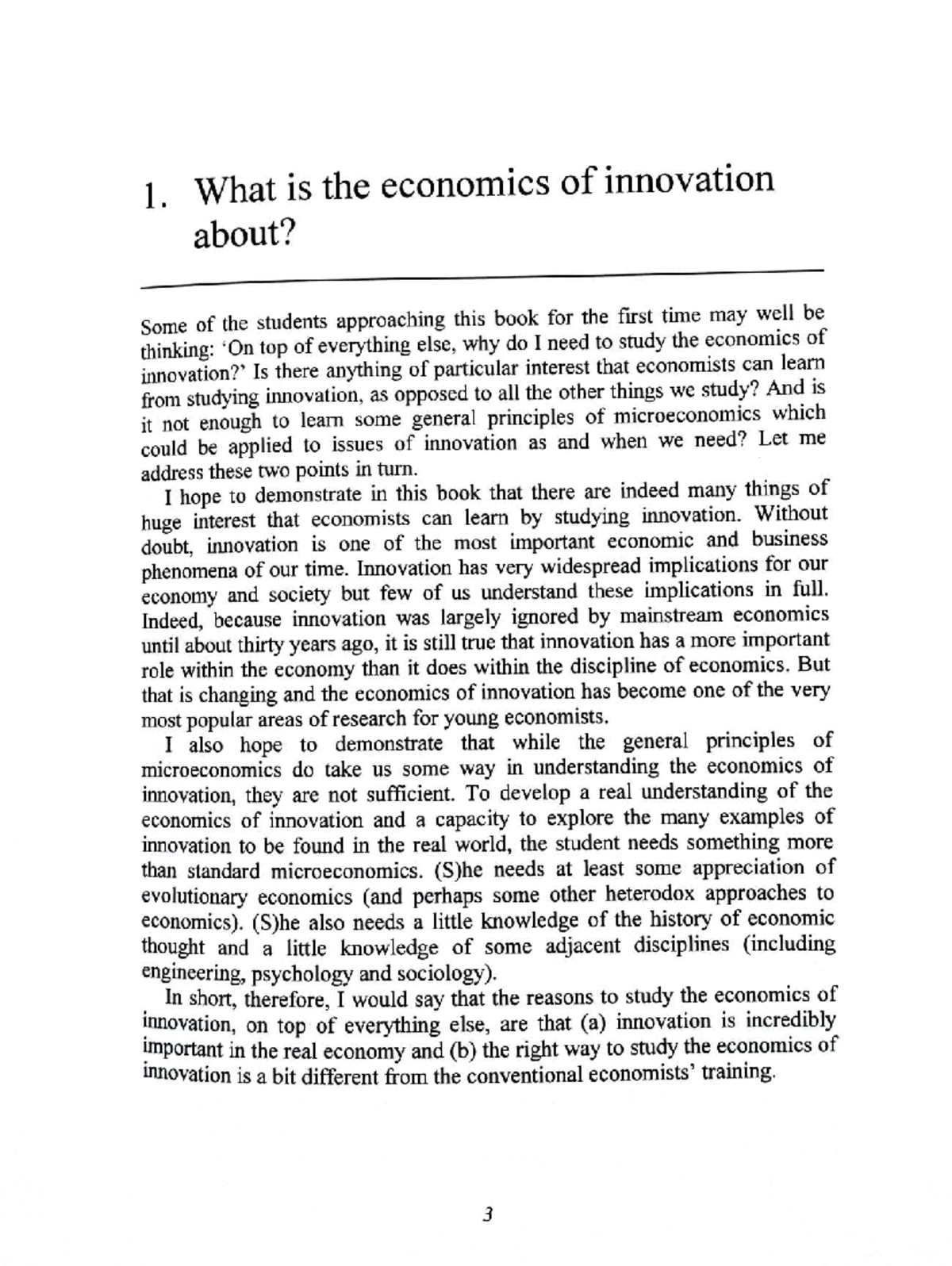 The Economics of Innovation: Insights from Chapters 1, 2, 3, and 8 ...
