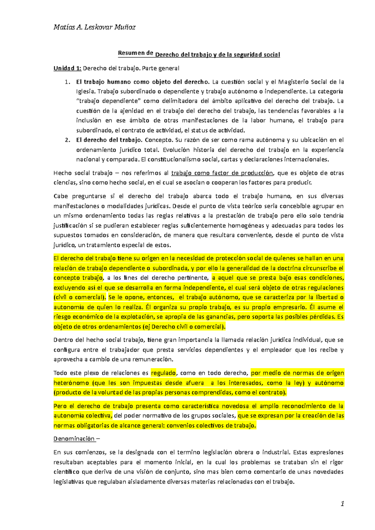 Resumen Derecho del trabajo y de la seguridad social - A. Leskovar ...