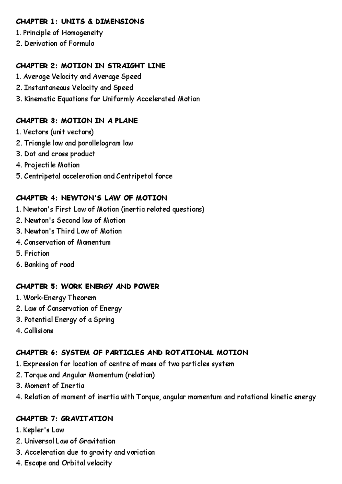 Physics - Important Topics - CHAPTER 1: UNITS & DIMENSIONS Principle of ...