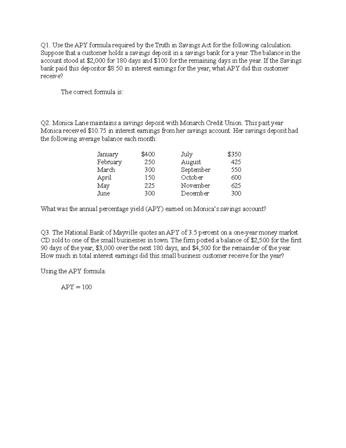 50 8456 467238 - APY Calculations for Savings Accounts and CDs - Studocu