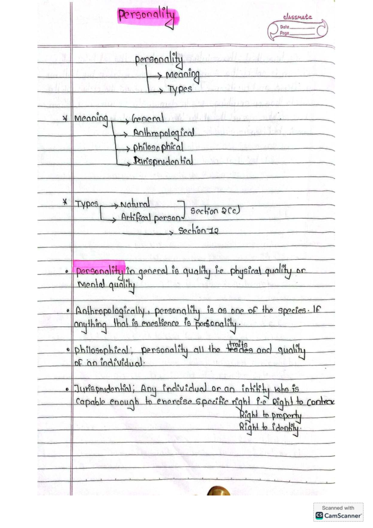 Personality Notes (GCL): Types, Rights, and Legal Status - Studocu