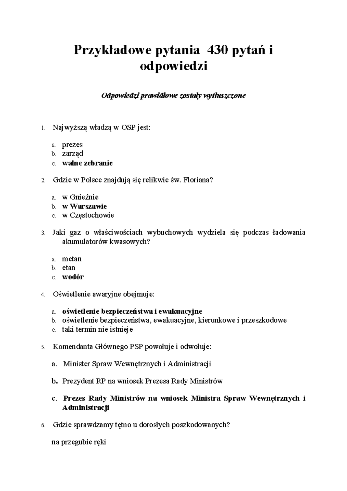 Pytania OTWP 430 pytań - Odpowiedzi i Wyjaśnienia - Studocu