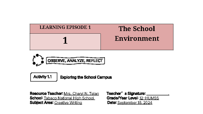 Field Study 1: Observing and Analyzing the School Environment - Studocu