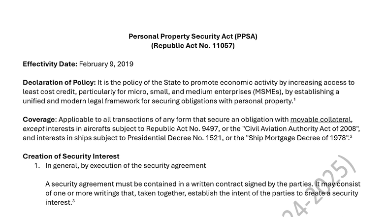 Personal Property Security Act (PPSA) Notes and Overview - Studocu