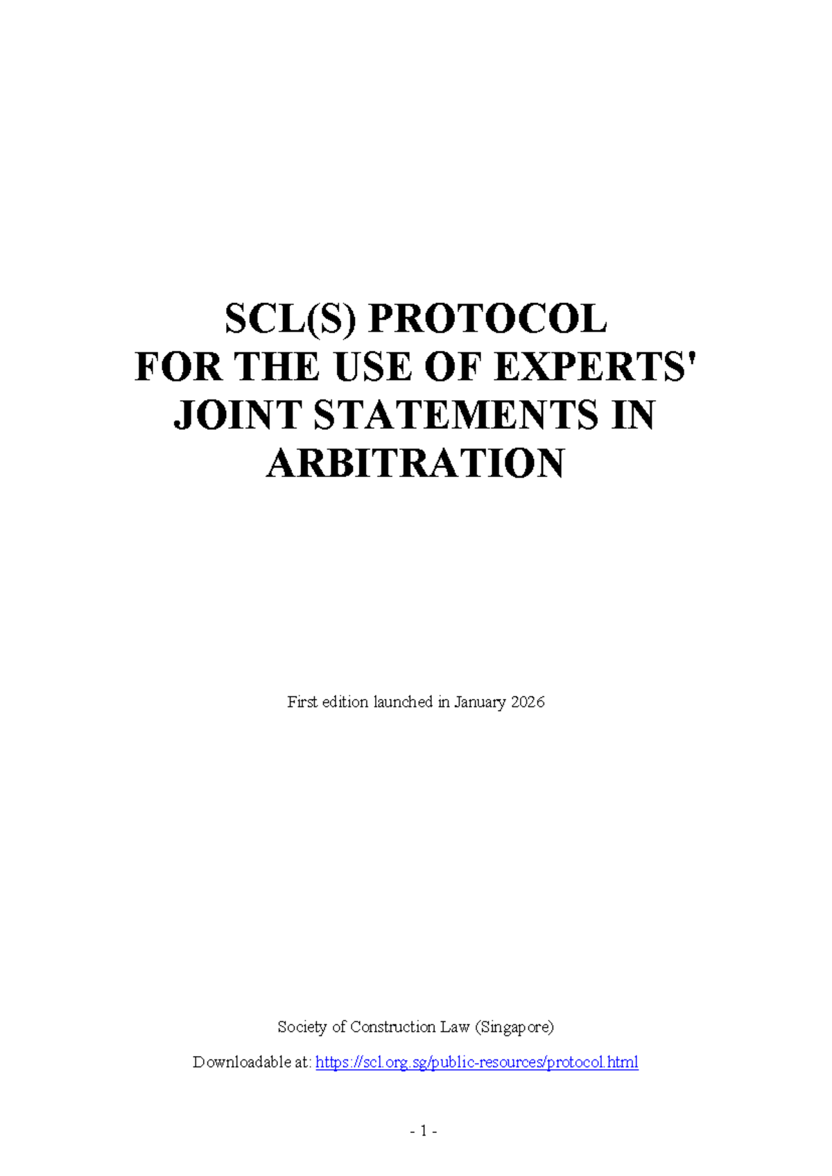 SCL(S) Protocol for Joint Statements in Arbitration - First Edition ...