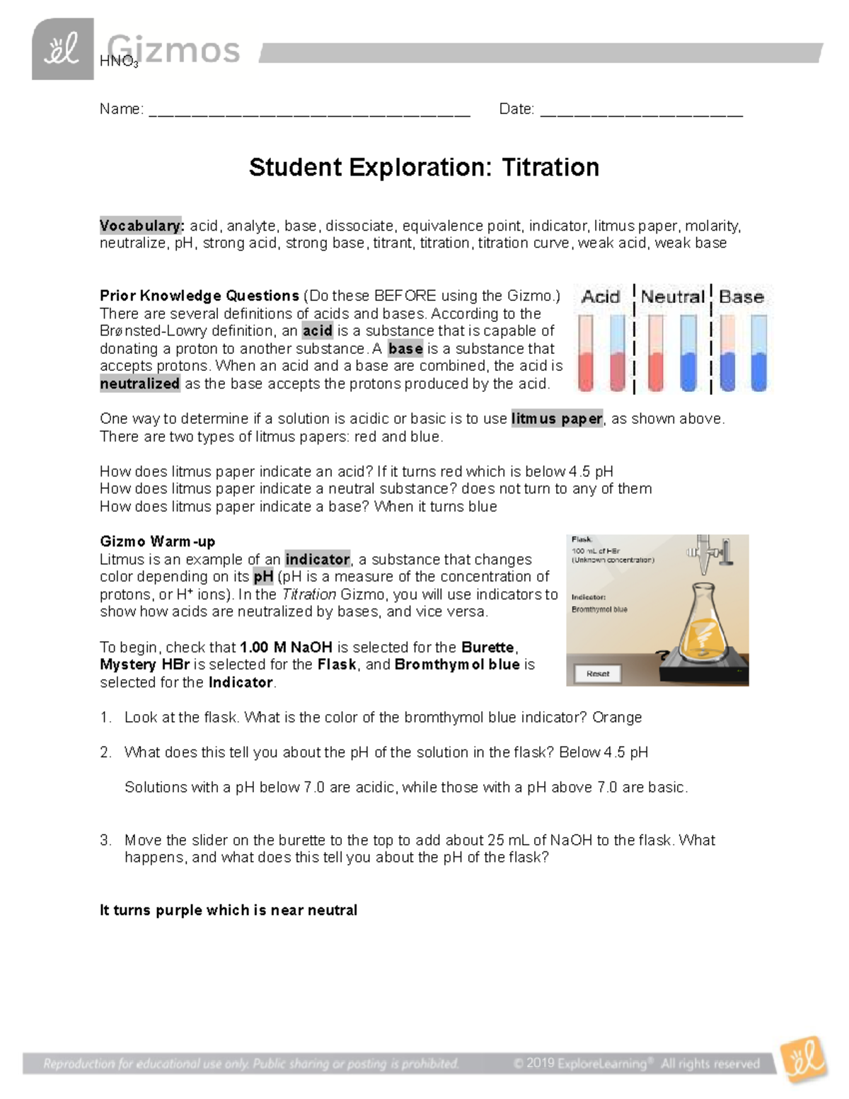 Gr. 11 Titration Student Exploration Notes and Activities - Studocu