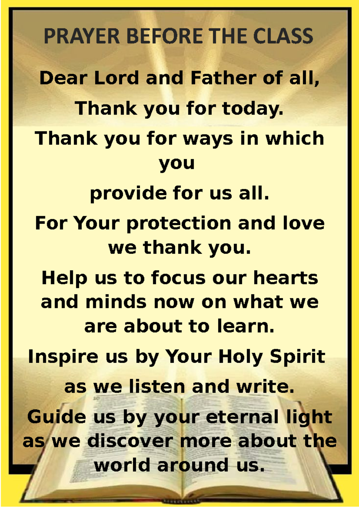 Prayer for Class: A Guide for Reflection and Focus - Studocu