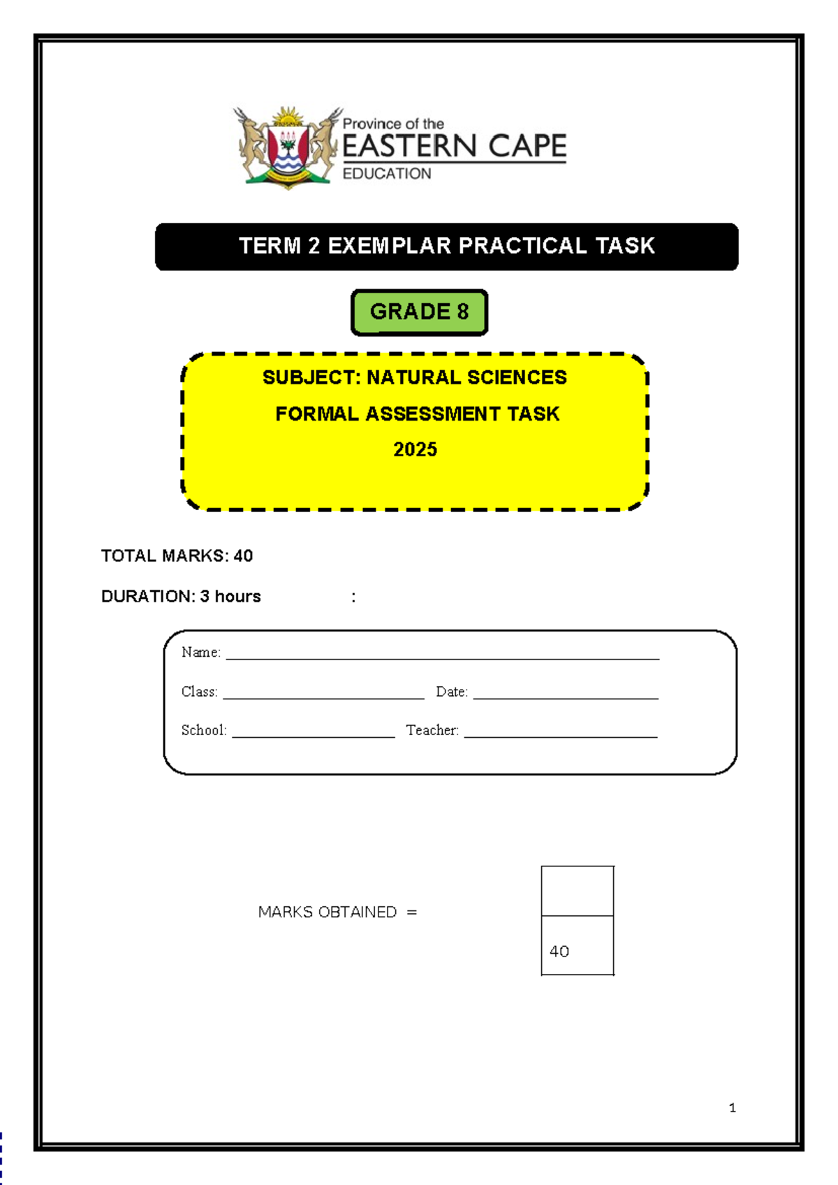 NS_GRADE 8 TERM 2 PRACTICAL TASK: DENSITY INVESTIGATION GUIDELINES ...