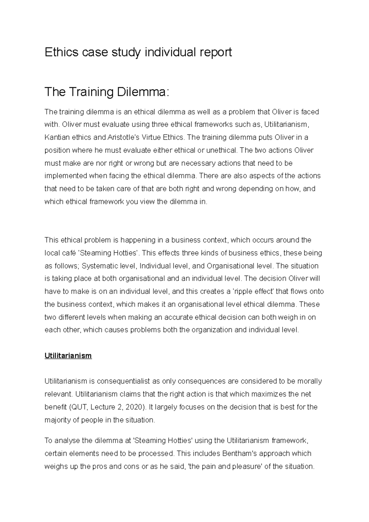 Ethics case Final 1 - Assignment - Ethics case study individual report ...
