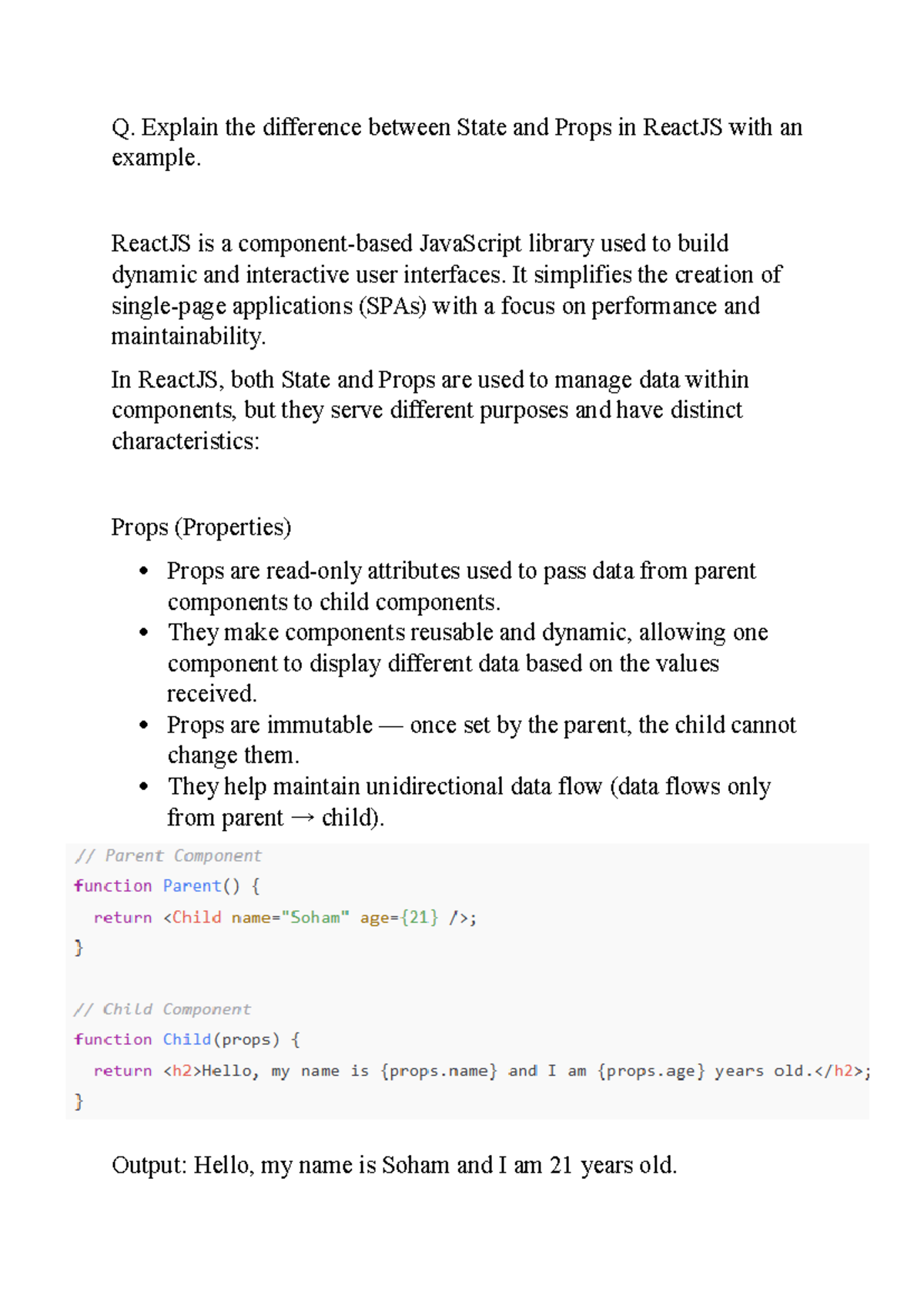 HOT IP Q&A - State vs Props in ReactJS for Final Exam - Studocu