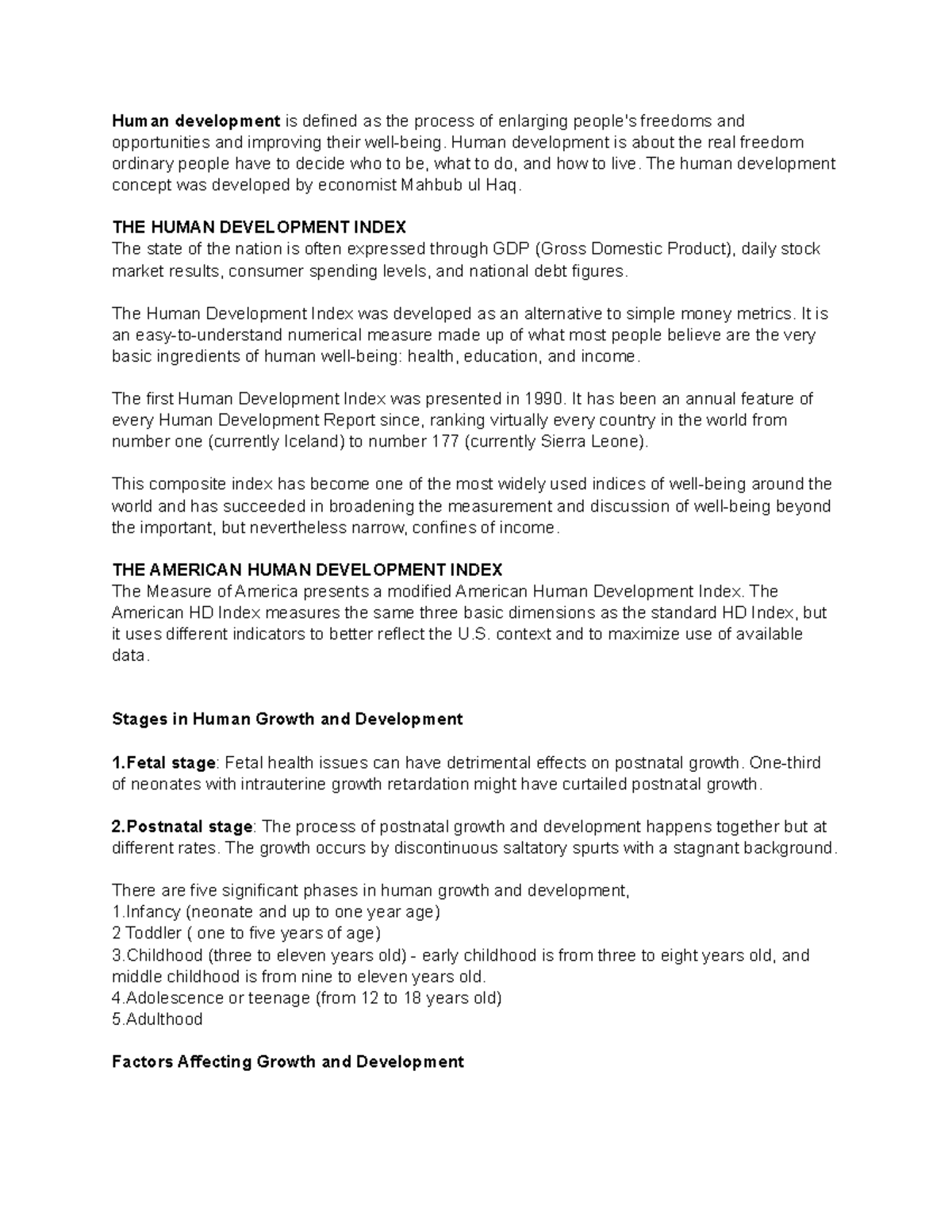 Human Development - Lecture notes - Business Administration - Studocu