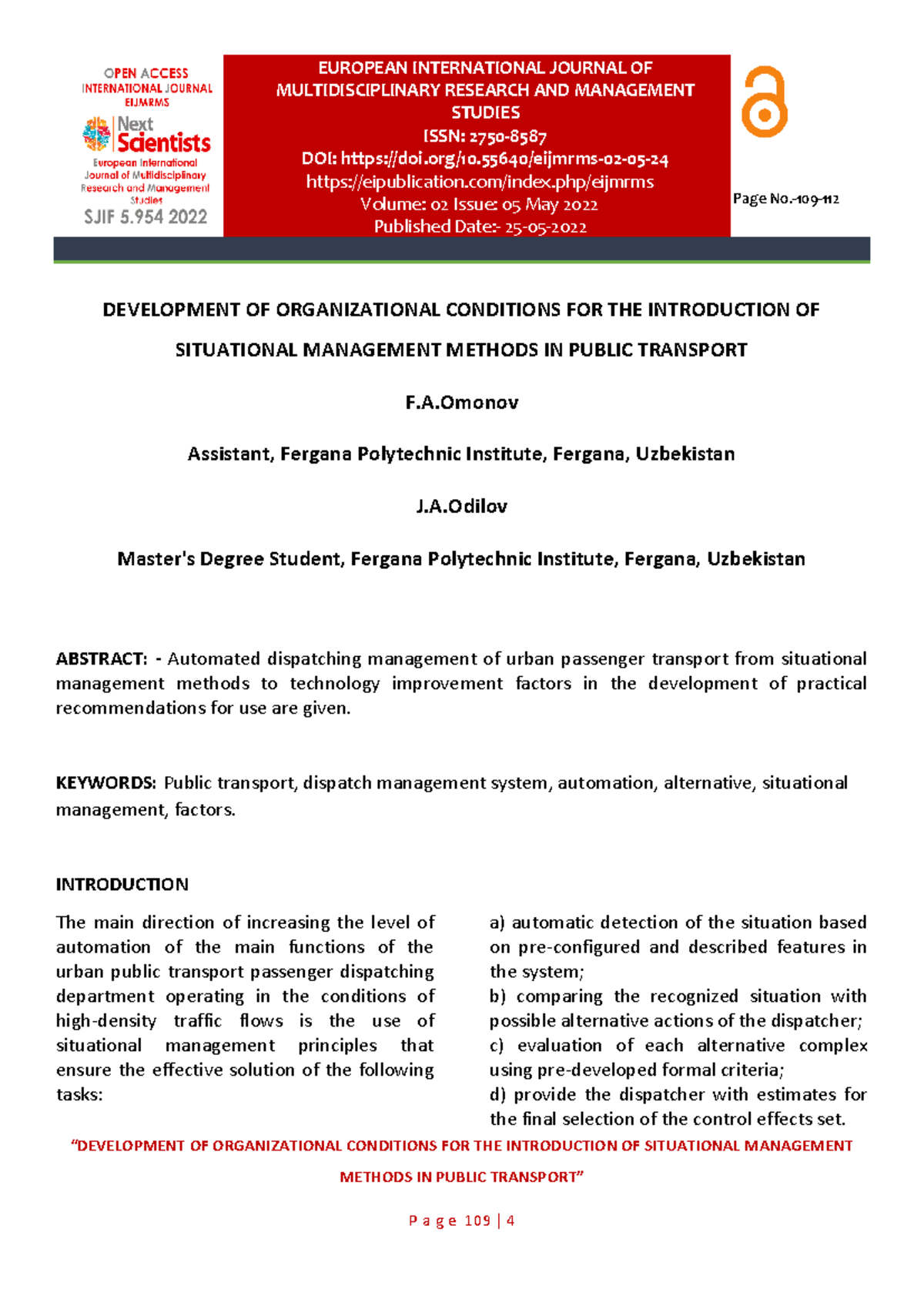 24 - no no - “DEVELOPMENT OF ORGANIZATIONAL CONDITIONS FOR THE ...