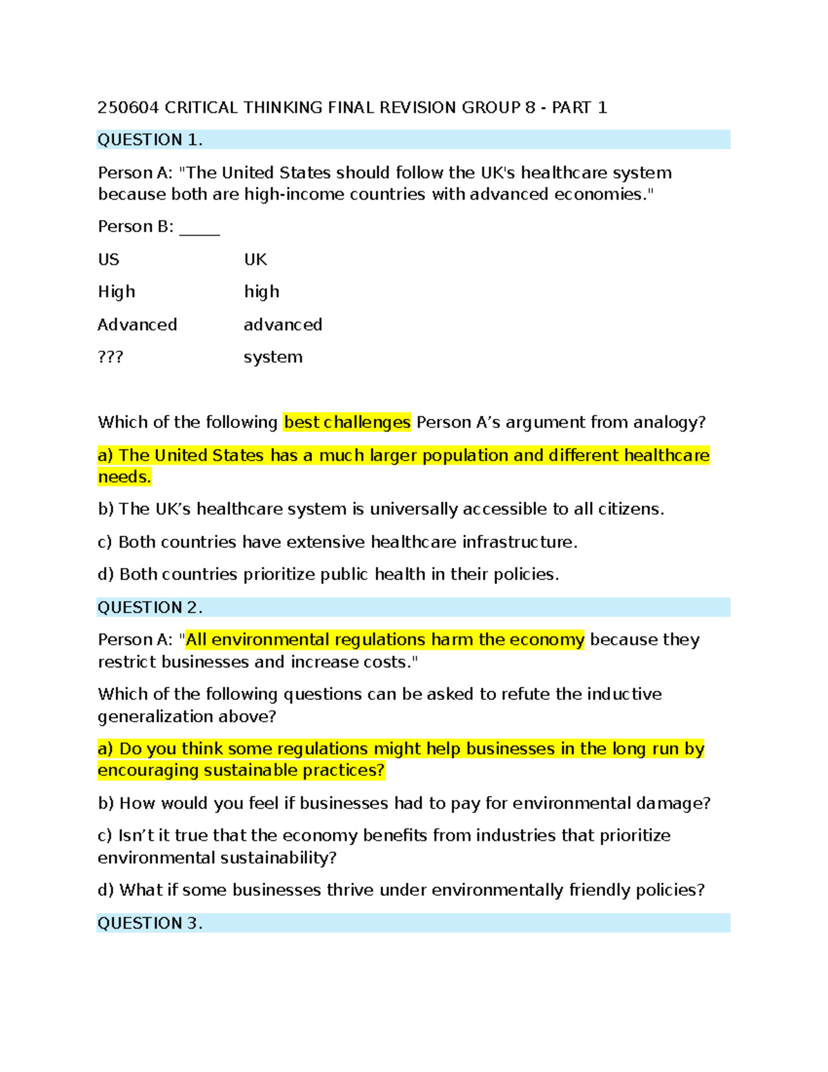 250604 Critical Thinking Final Exam Revision Group 8 Questions 1-25 ...