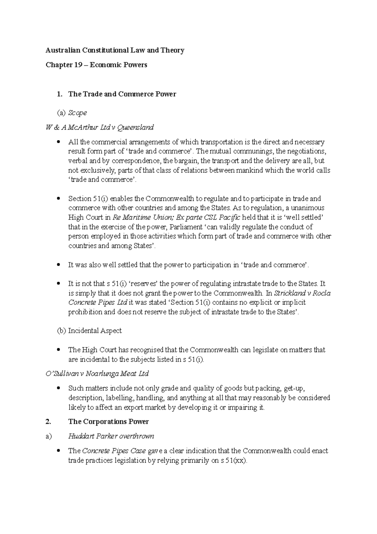 Australian Constitutional Law and Theory - Chp 19 - LAW2211 - Studocu