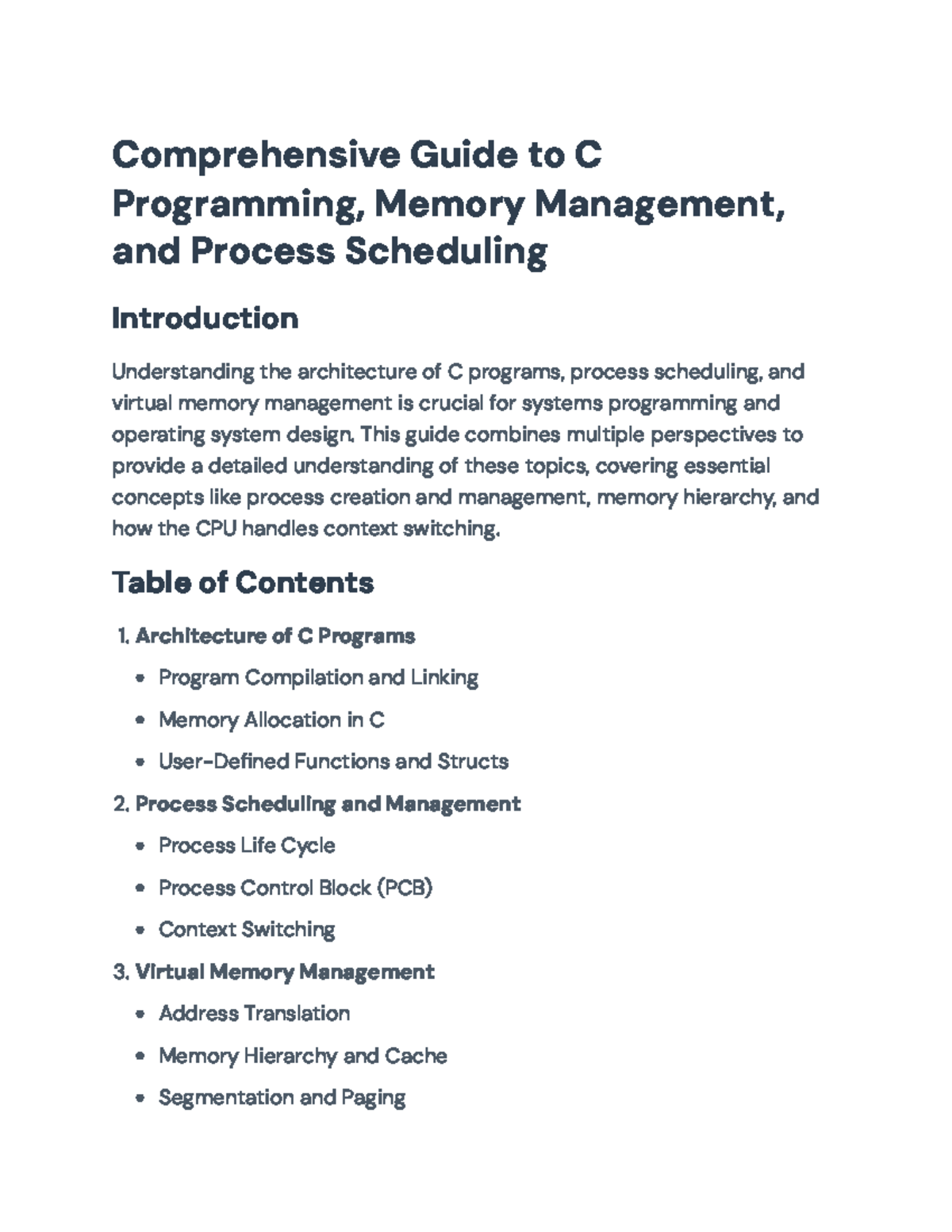 C Programming Essentials: Processes, Memory Management, & Scheduling ...
