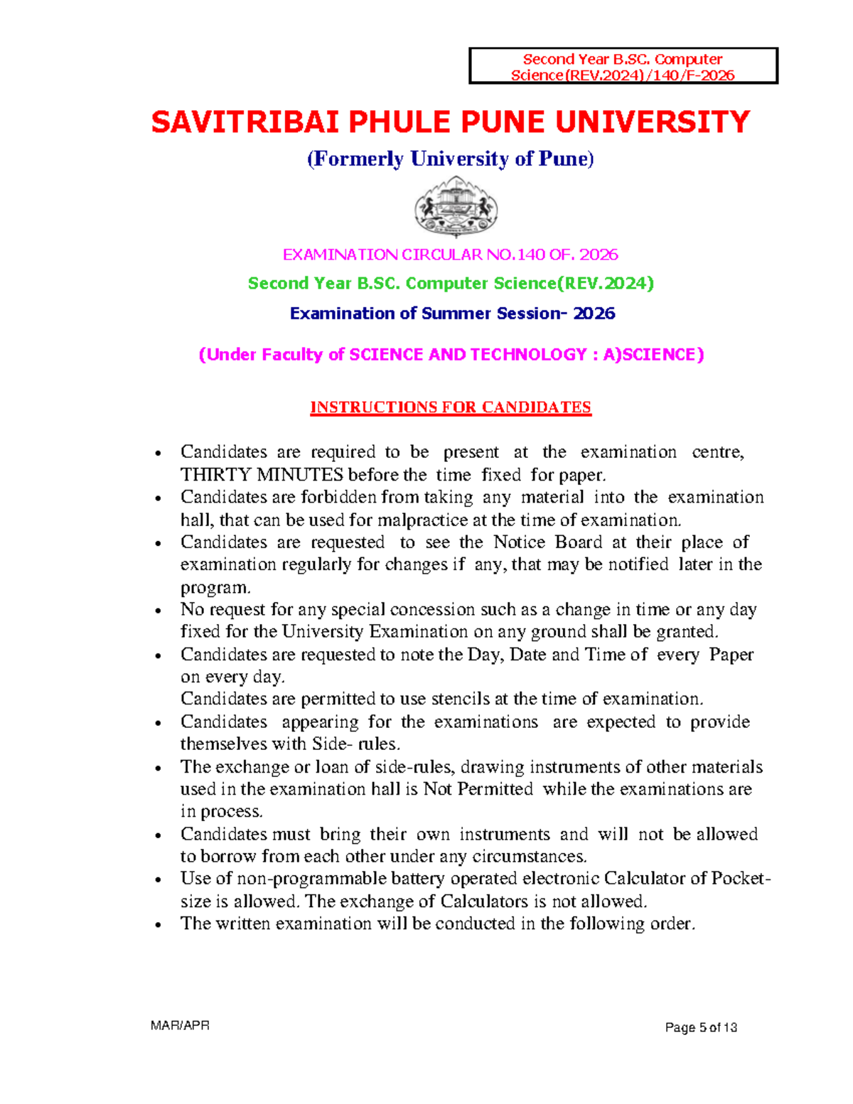 Time Table for Second Year B.Sc. Computer Science (2024) - Studocu